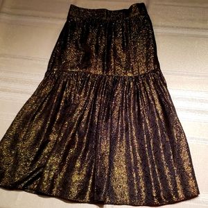 Twelfth Street/Cynthia Vincent NEW Skirt Gold Metallic Maxi Petite A-line